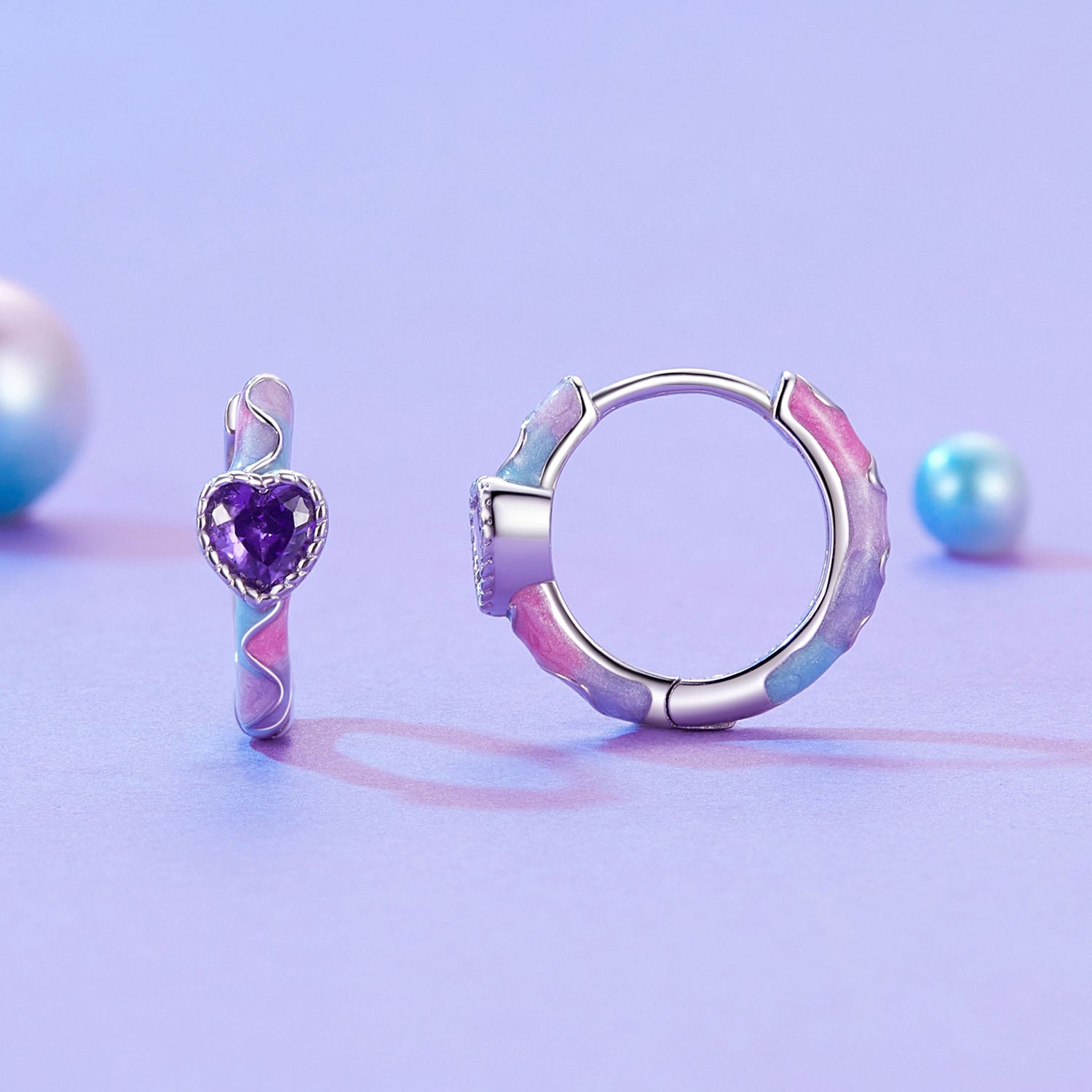 925 Sterling Silver Enamel Pavé Setting CZ Earrings for Women