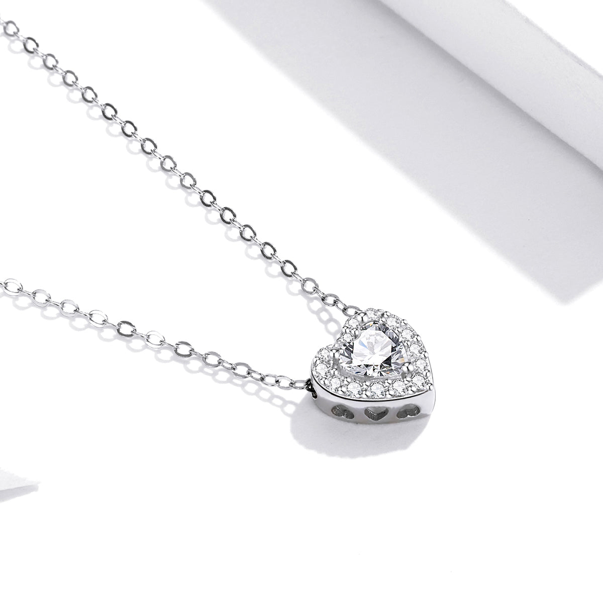 925 Sterling Silver Adjustable Cubic Zirconia Pendant Necklace for Women