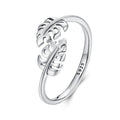 925 Sterling Silver Oxidized Leaf Ring for Women