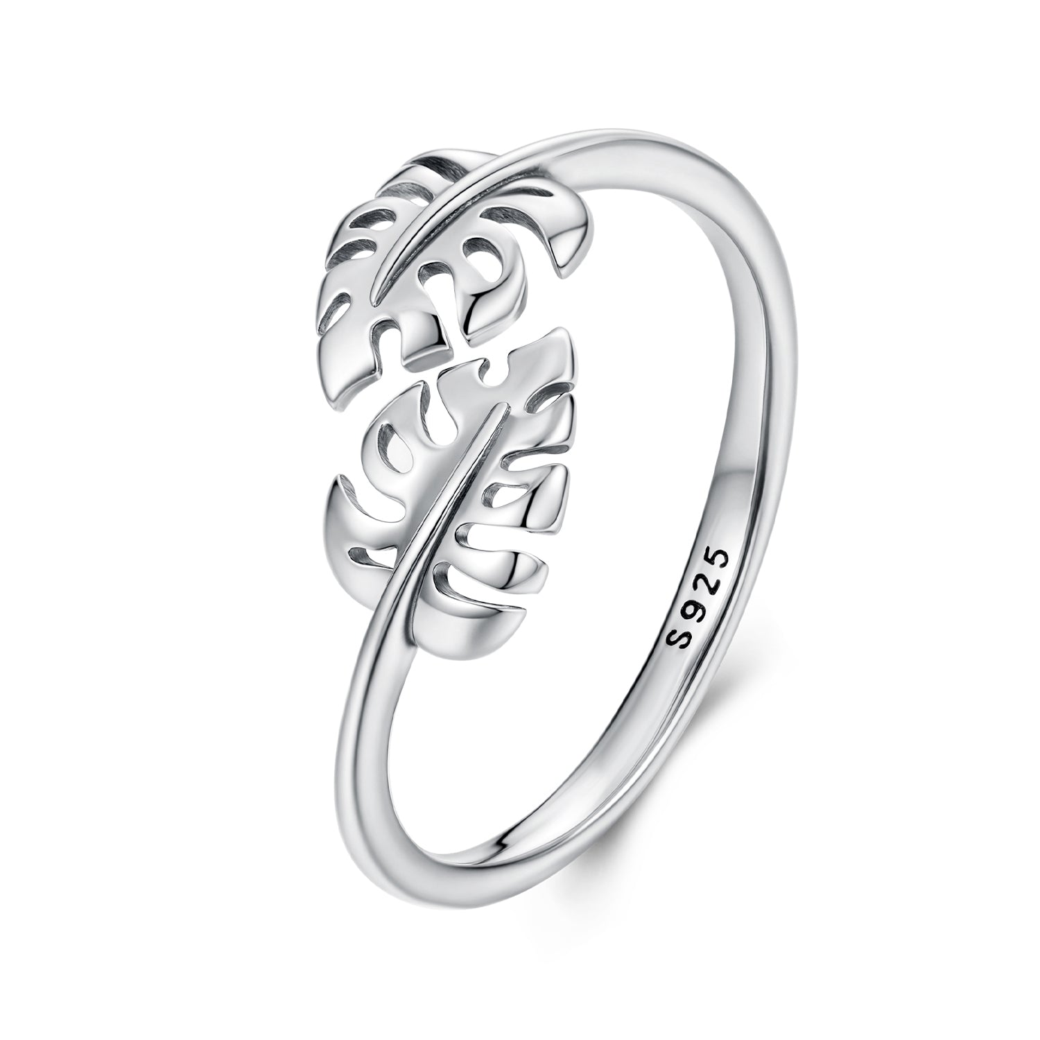 925 Sterling Silver Oxidized Leaf Ring for Women
