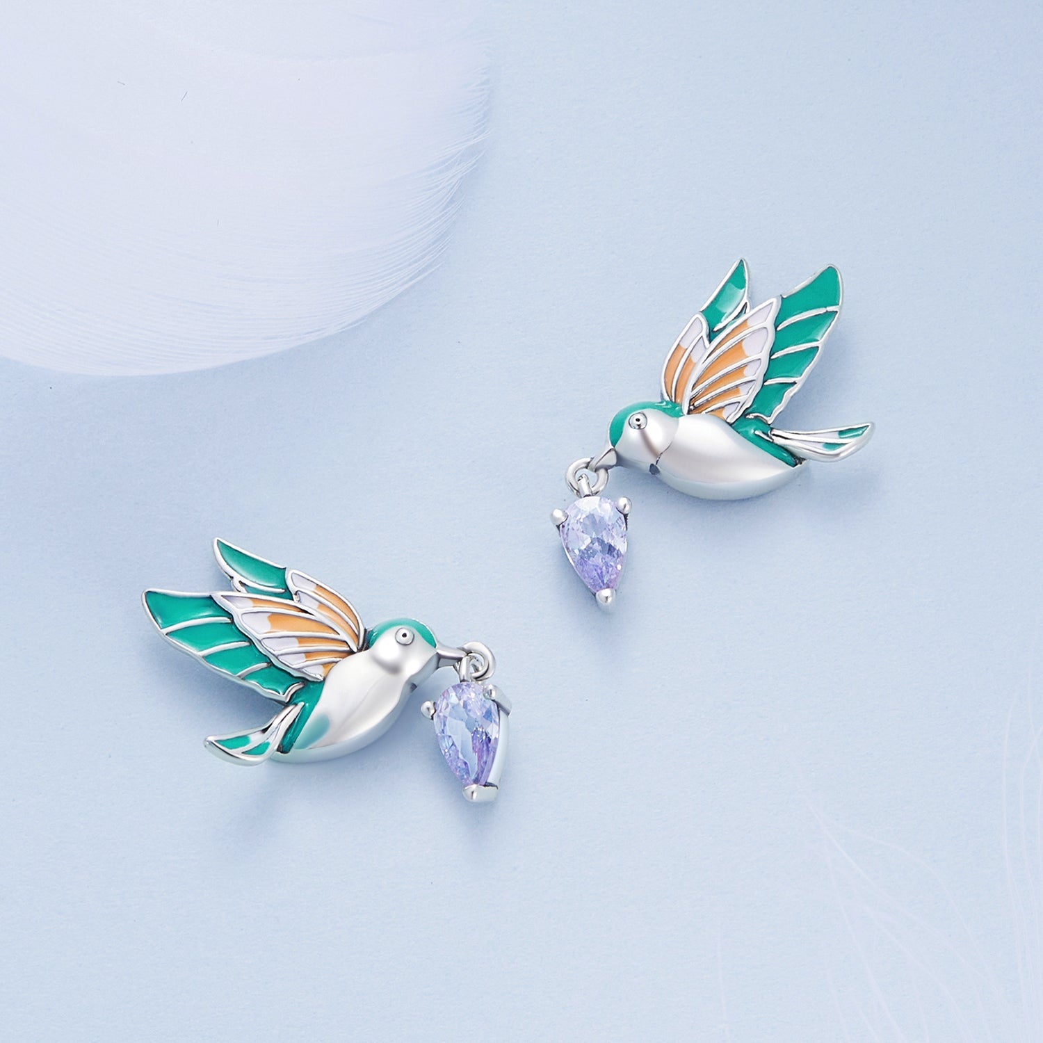 925 Sterling Silver Enamel Pavé Setting CZ Earrings