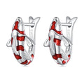 925 Sterling Silver Enamel and CZ Earrings with Platinum Plating for Women
