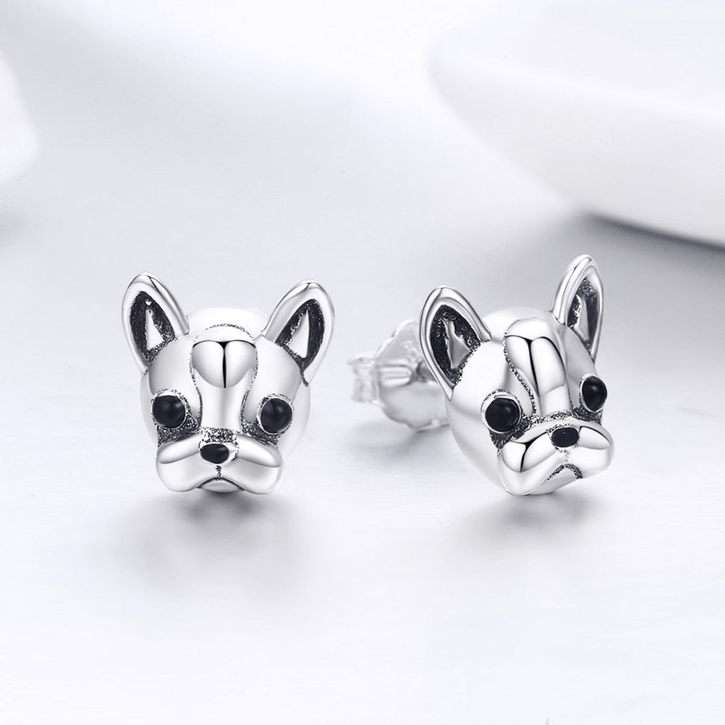 925 Sterling Silver Oxidized Enamel Earrings for Women 1*1cm