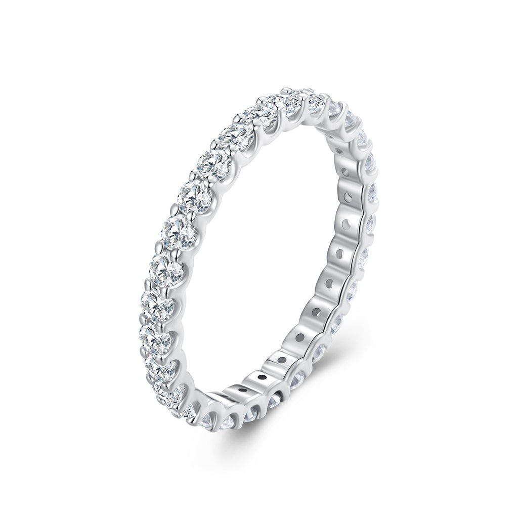 S925 Sterling Silver 2.0mm Moissanite Ring Size 9 for Women