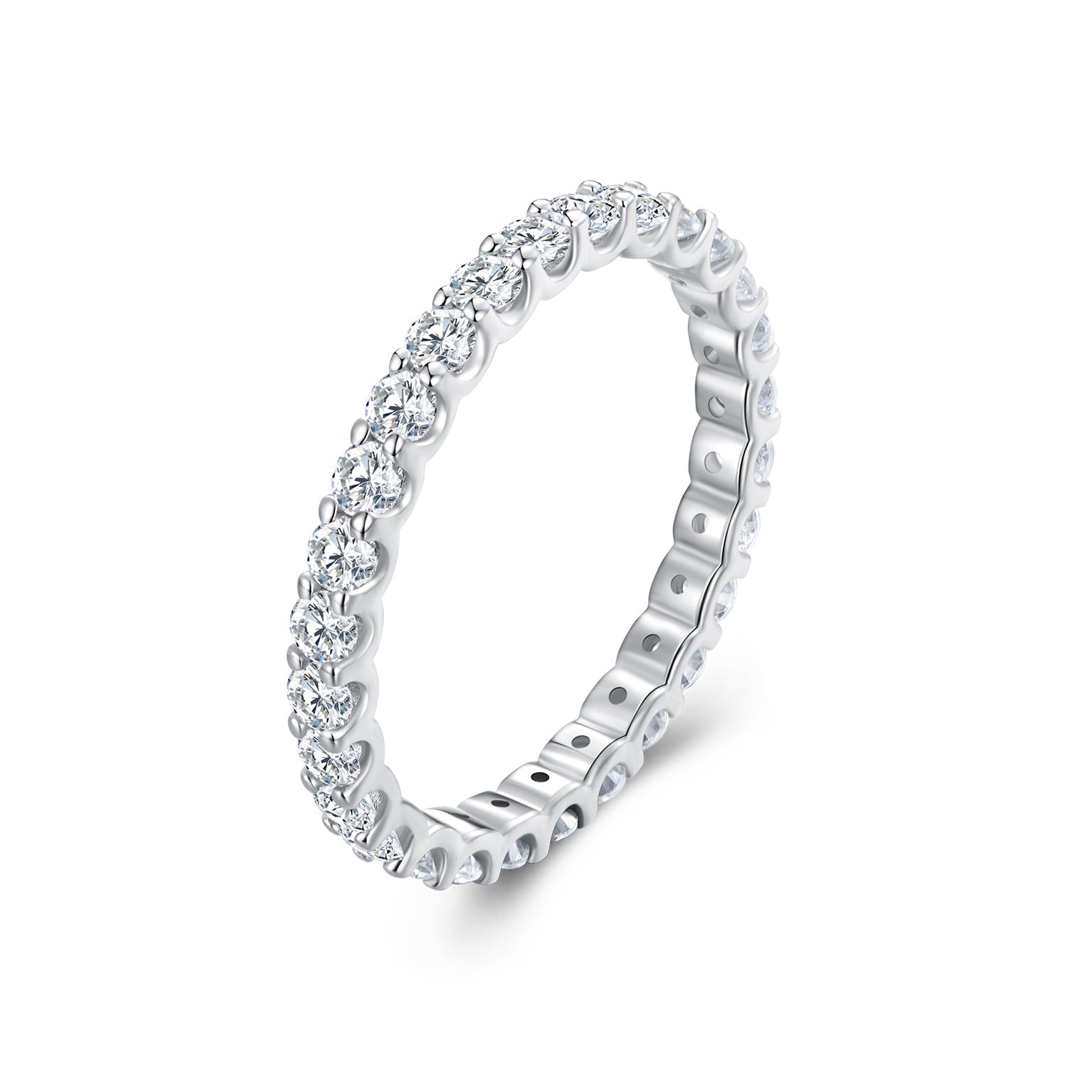 S925 Sterling Silver 2.0mm Moissanite Ring Size 9 for Women