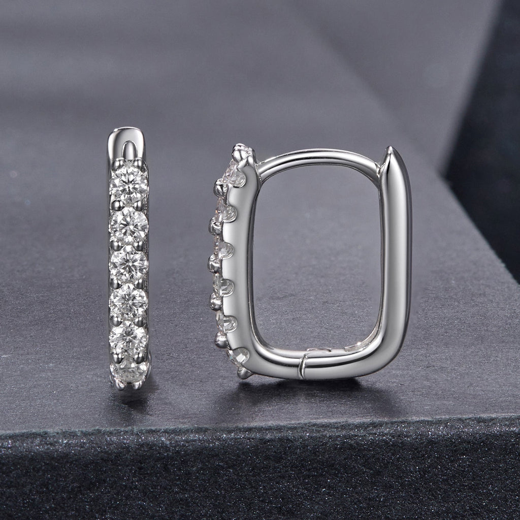 925 Sterling Silver Moissanite Earrings 1.4cm for Women