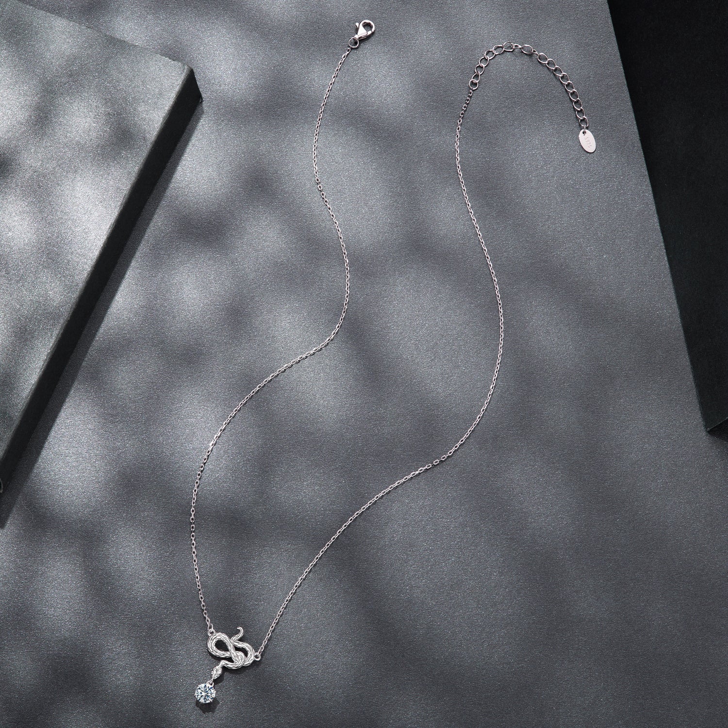 925 Sterling Silver Moissanite 0.50 Carat Necklace with CZ Pavé Setting in White Gold, 40+5cm for Women