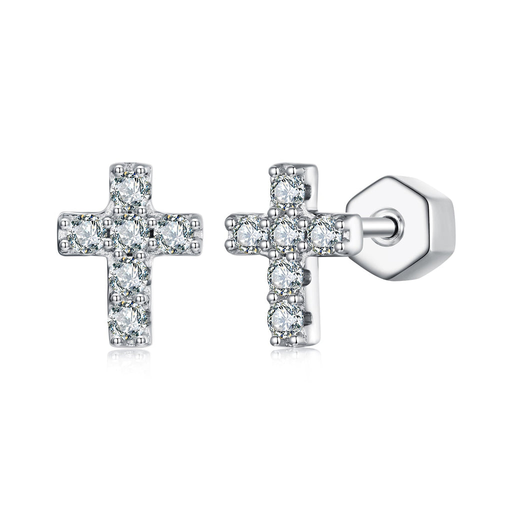 925 Sterling Silver Moissanite Earring 0.7x0.6cm for Women