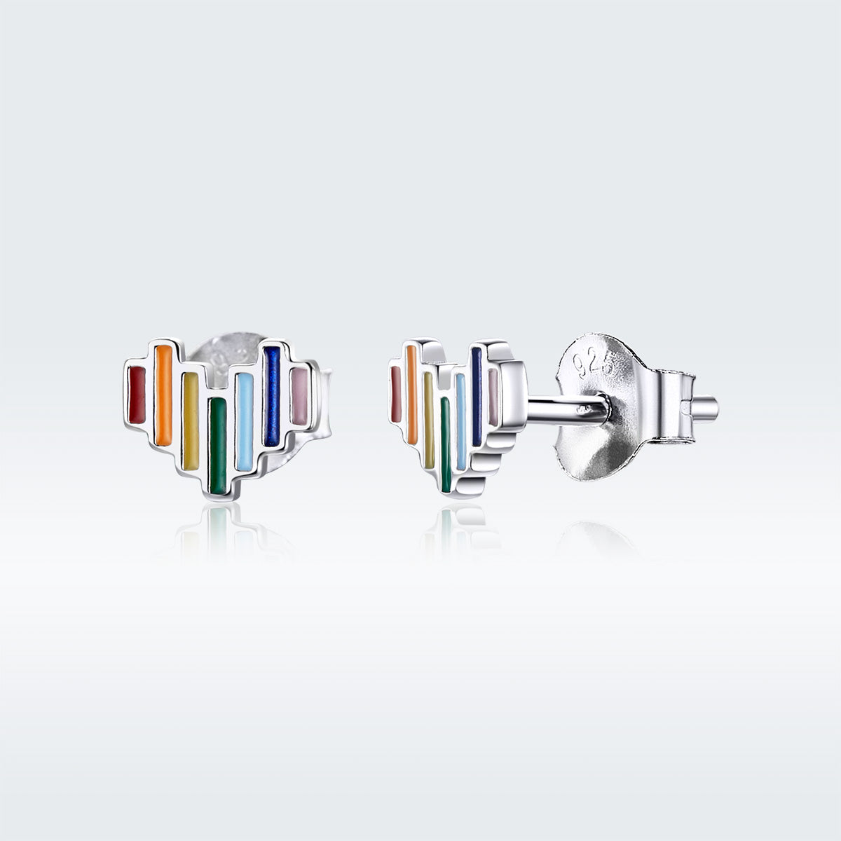 925 Sterling Silver Plated Platinum Earrings 0.5x0.6cm