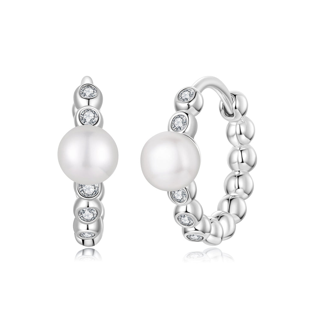 925 Sterling Silver White Gold Plated Moissanite & Pearl Earrings for Women