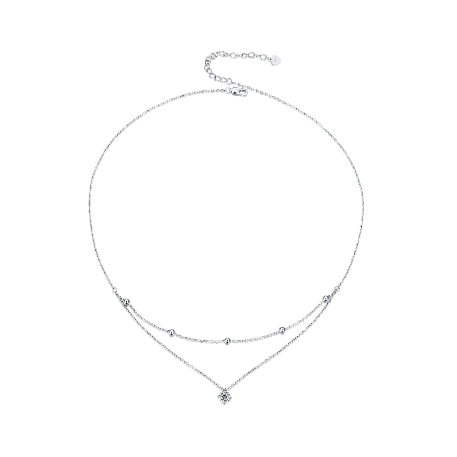925 Sterling Silver Plated Platinum 5.0mm Moissanite Necklace for Women