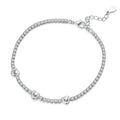 925 Sterling Silver & Pavé Setting CZ Bracelet with White Gold Plating for Women