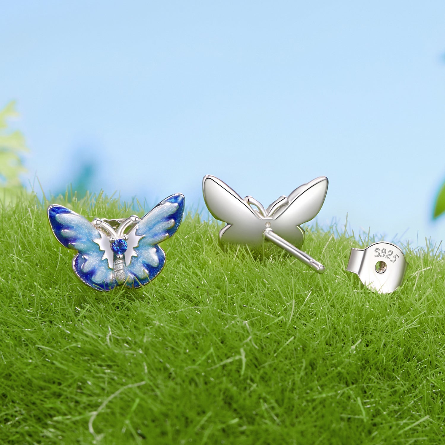 925 Sterling Silver Enamel Pavé Cz Earrings for Women