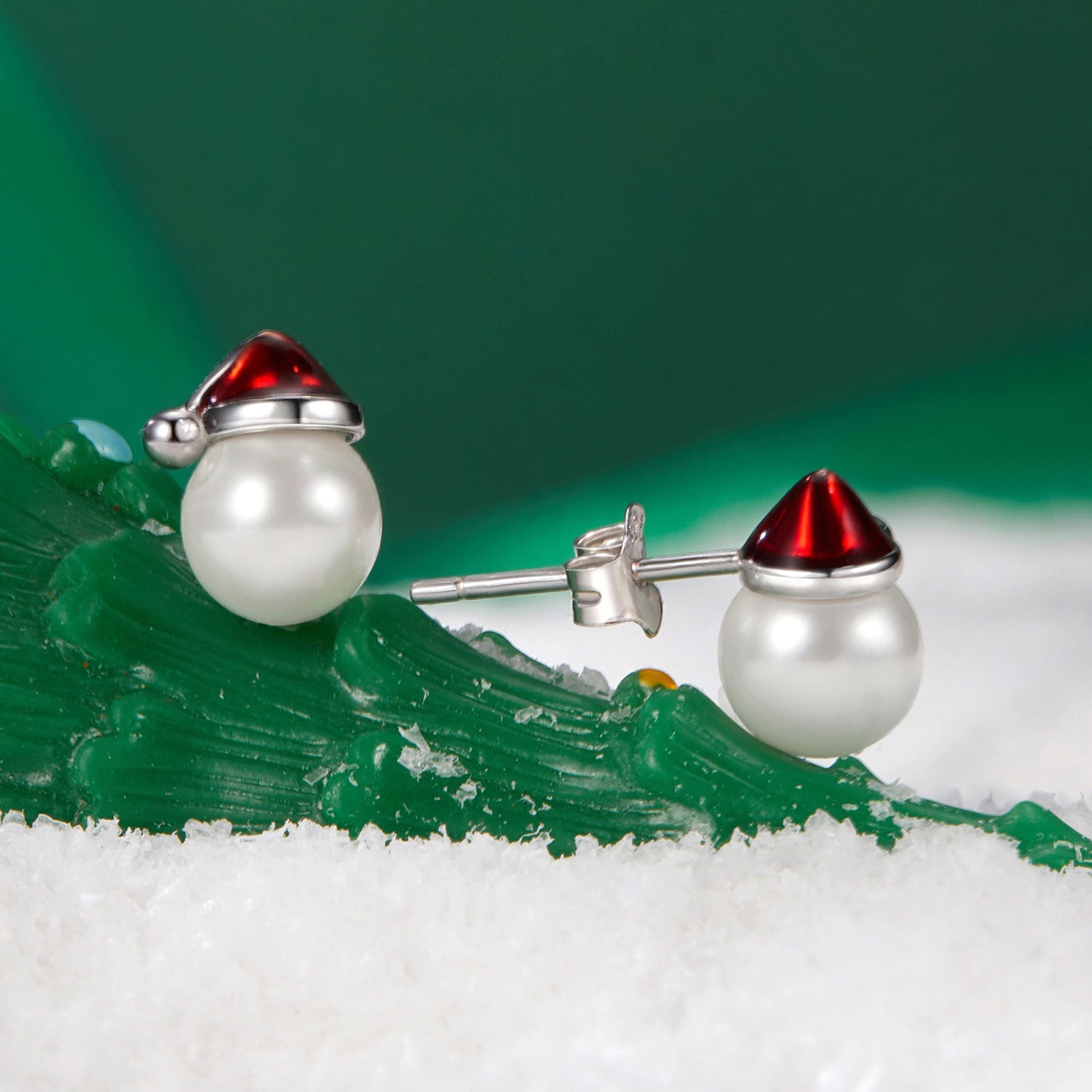 925 Sterling Silver White Gold Plated Enamel Earrings with Shell Pearl for Women