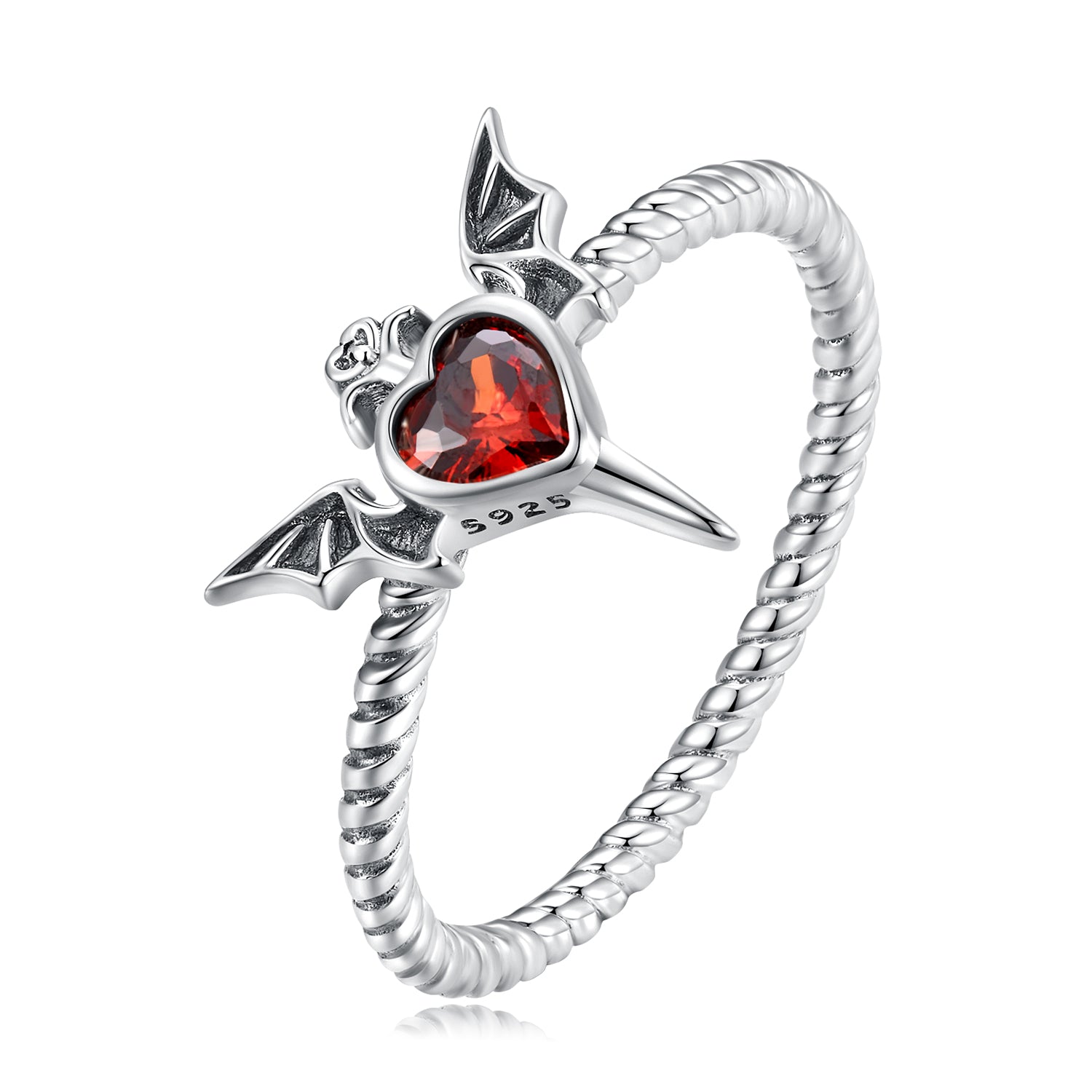 925 Sterling Silver Oxidized CZ Pendant Ring Size 6 for Women