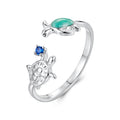 925 Sterling Silver Enamel White Gold Plated Ring for Women