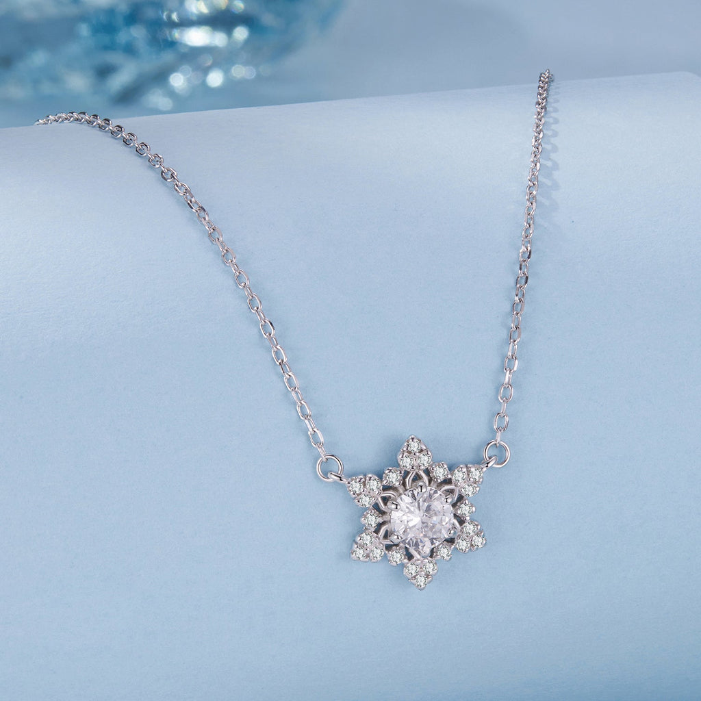 925 Sterling Silver White Gold Plated CZ Necklace 45cm for Women