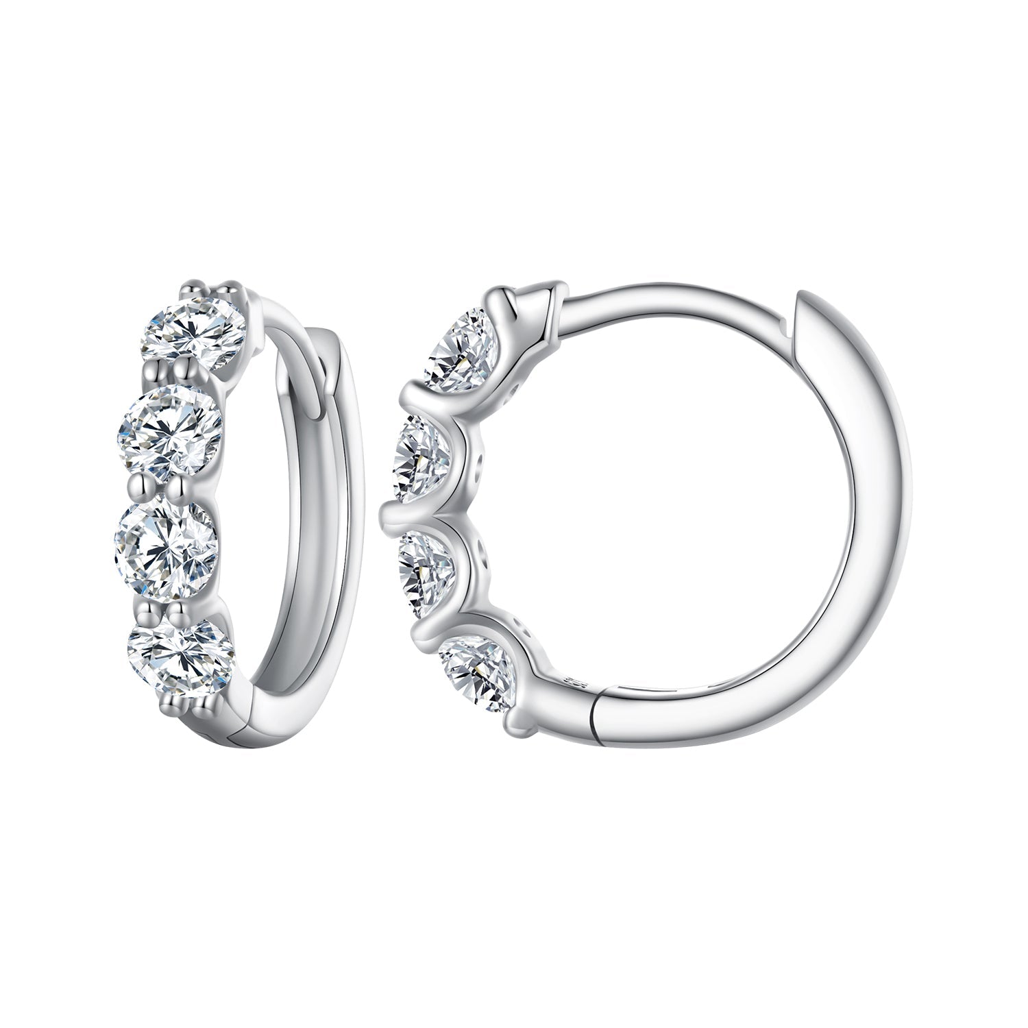 925 Sterling Silver Moissanite 0.1 Carat Platinum Plated Earrings for Women