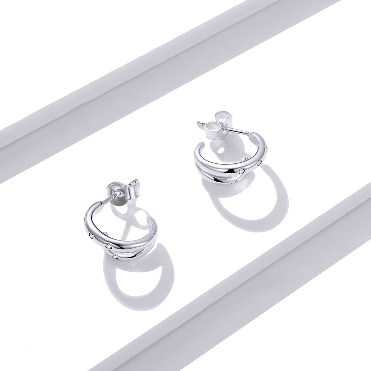 925 Sterling Silver Earrings with Pavé Setting CZ