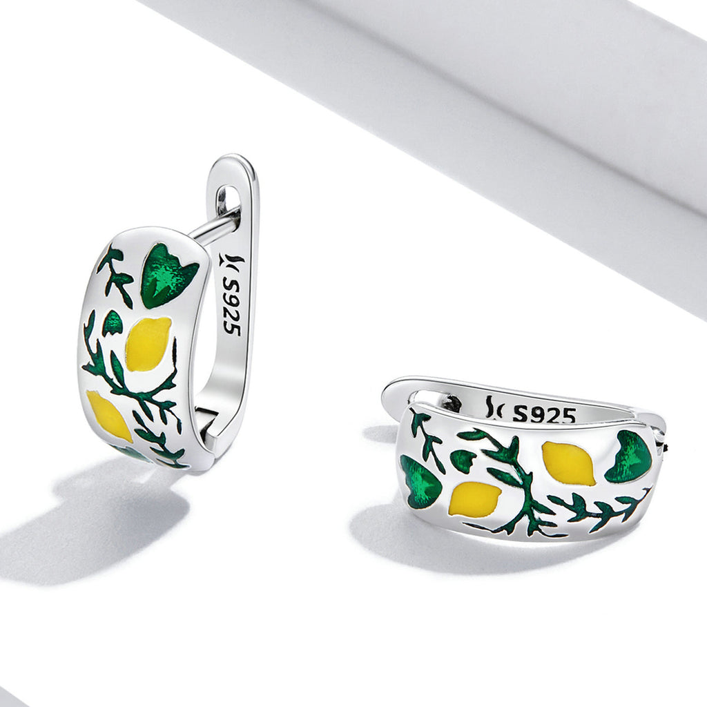 925 Sterling Silver Earrings for Women - Enamel Process - Oxidized Silver - 1.4x0.6 cm