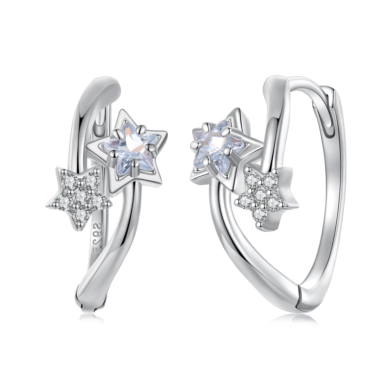 925 Sterling Silver Wedding Earrings with White Gold Plating and CZ Stones for Women