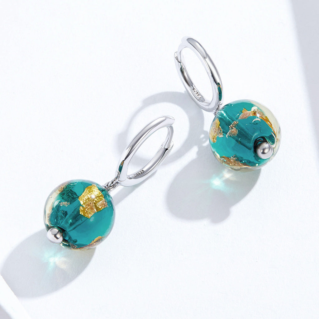 925 Sterling Silver Earrings with Glass Bead for Women