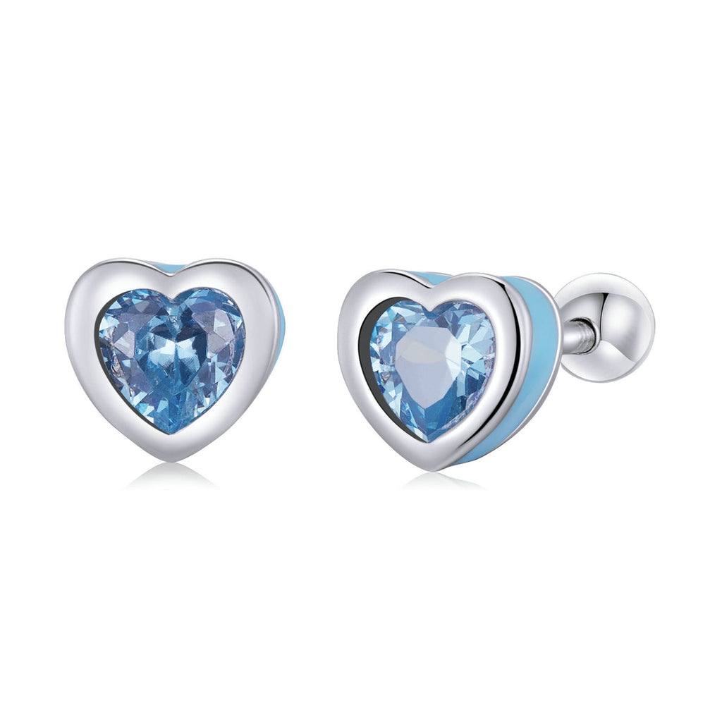 925 Sterling Silver Earrings with Pavé Setting and Enamel for Women