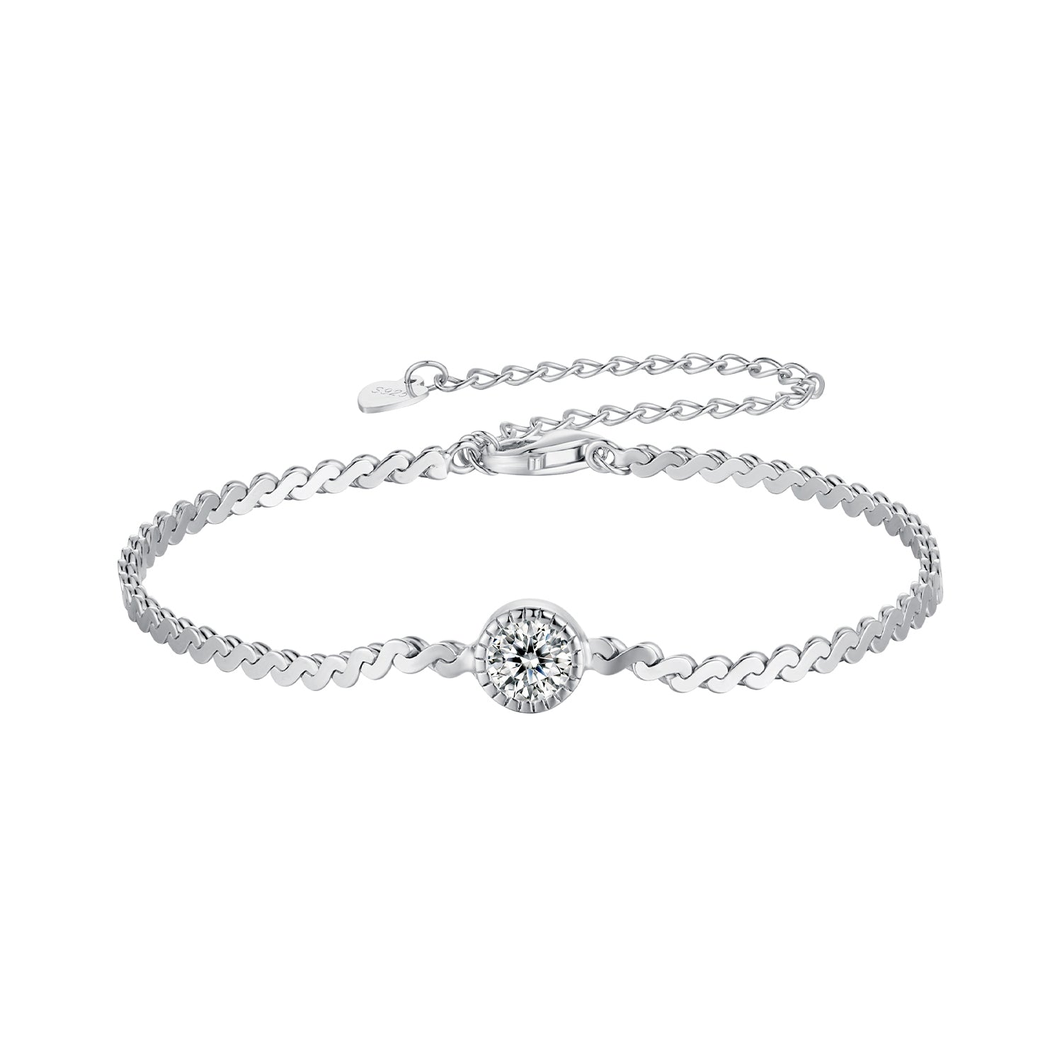 S925 Sterling Silver 5.0mm Moissanite Bracelet for Women