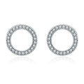 925 Sterling Silver Oxidized Pavé Setting CZ Earrings 1.1cm for Women