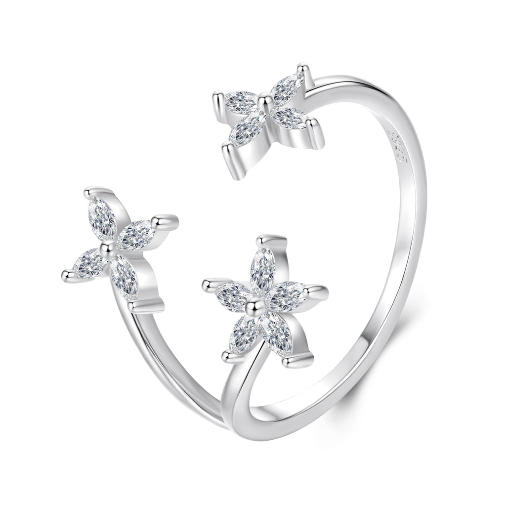 925 Sterling Silver Pavé Setting CZ White Gold Ring for Women