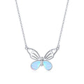 925 Sterling Silver Translucent Opal Necklace, Adjustable, Platinum Plated for Women