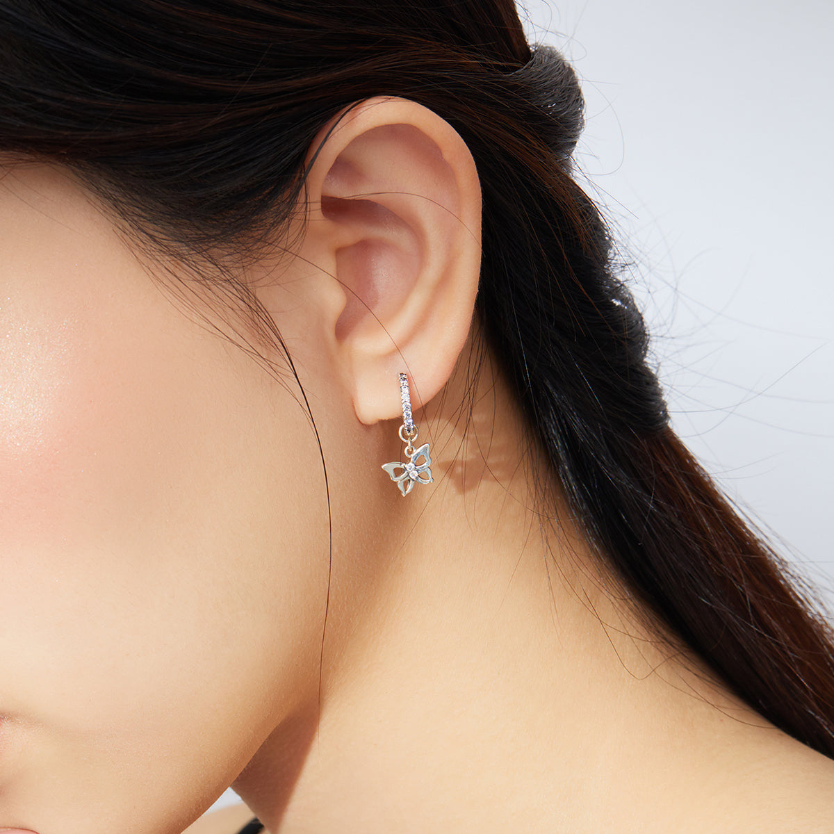 S925 Oxidized Silver Pavé Setting CZ Earrings for Women
