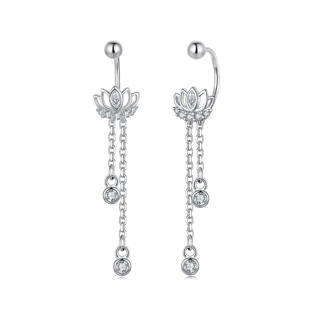 925 Sterling Silver Earrings with Pavé CZ in White Gold Plating - 3.1 x 0.7 cm for Women