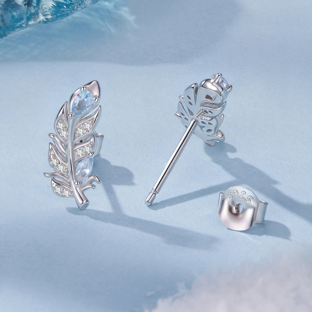 925 Sterling Silver Earrings with Pavé Setting CZ and White Gold Plating