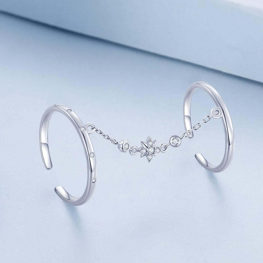 925 Sterling Silver Plated CZ Ring 30mm Chain Length, 1.7mm Width for Women