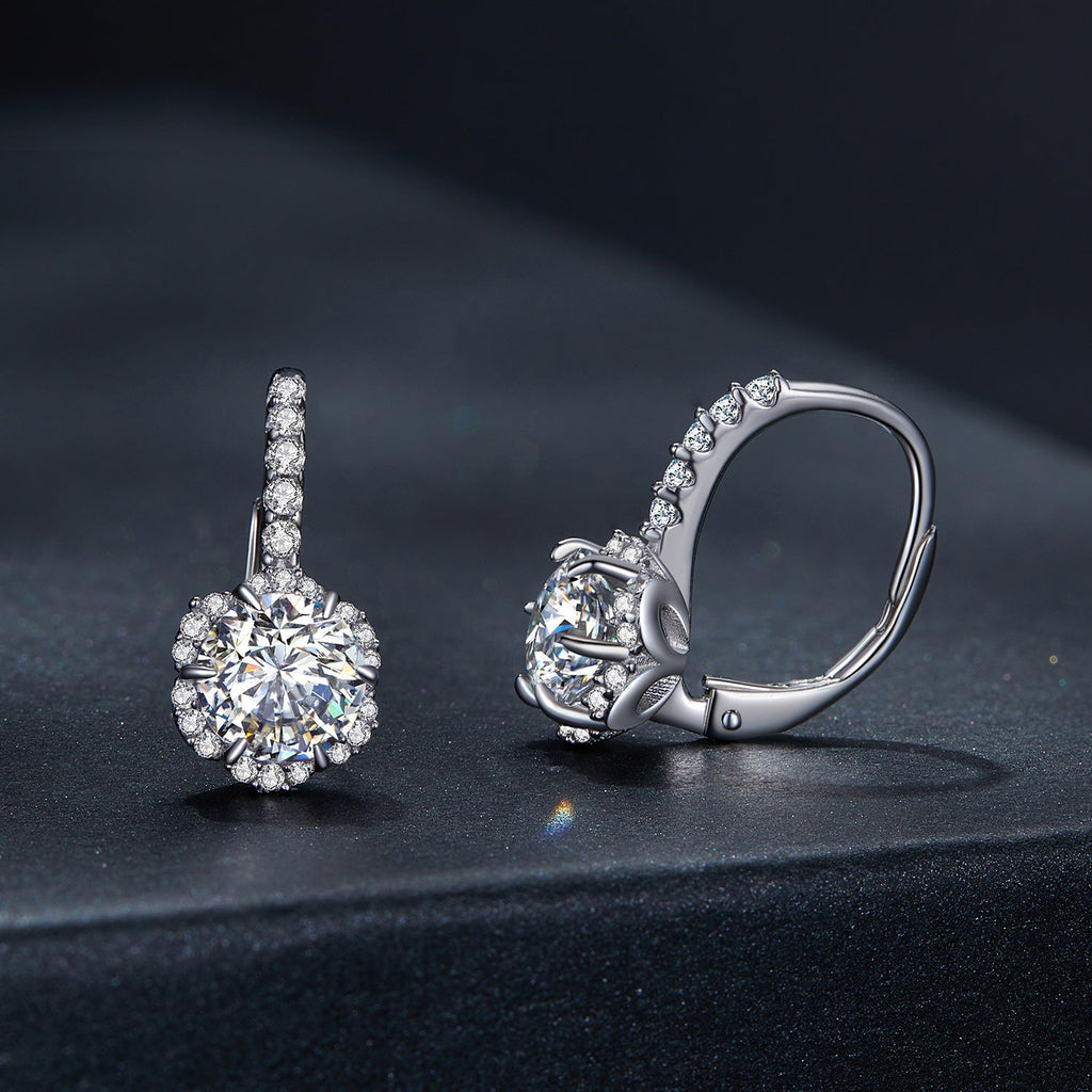 925 Sterling Silver Moissanite 6.5 Carat Earrings for Women