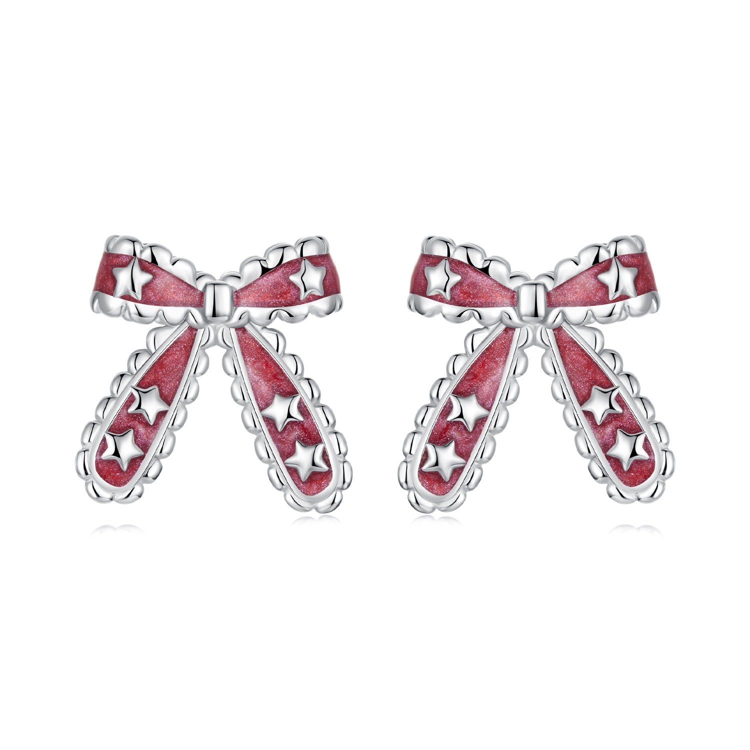925 Sterling Silver Earrings with Enamel Process in White Gold Plating for Women