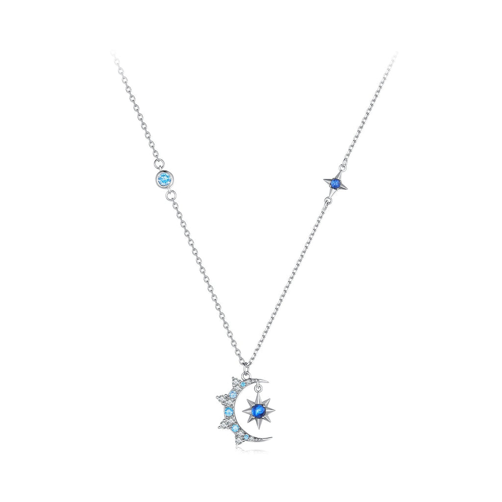 925 Sterling Silver Necklace with Pavé Setting CZ and Spinel Pendant