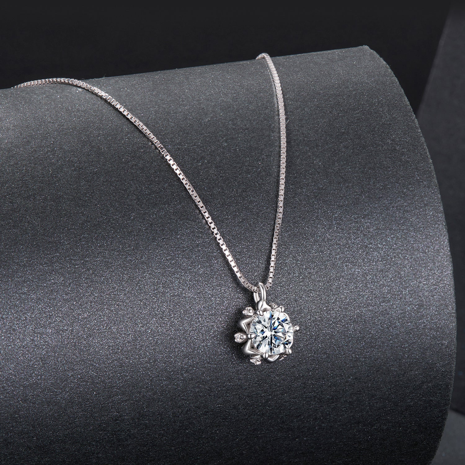 925 Sterling Silver Moissanite & CZ Pavé Necklace - 40+5cm for Women