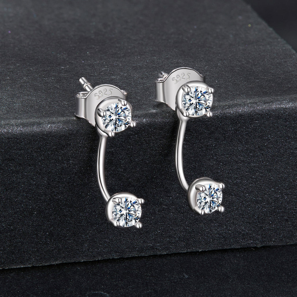 925 Sterling Silver White Gold Plated Moissanite Earrings 0.1 Carat for Women