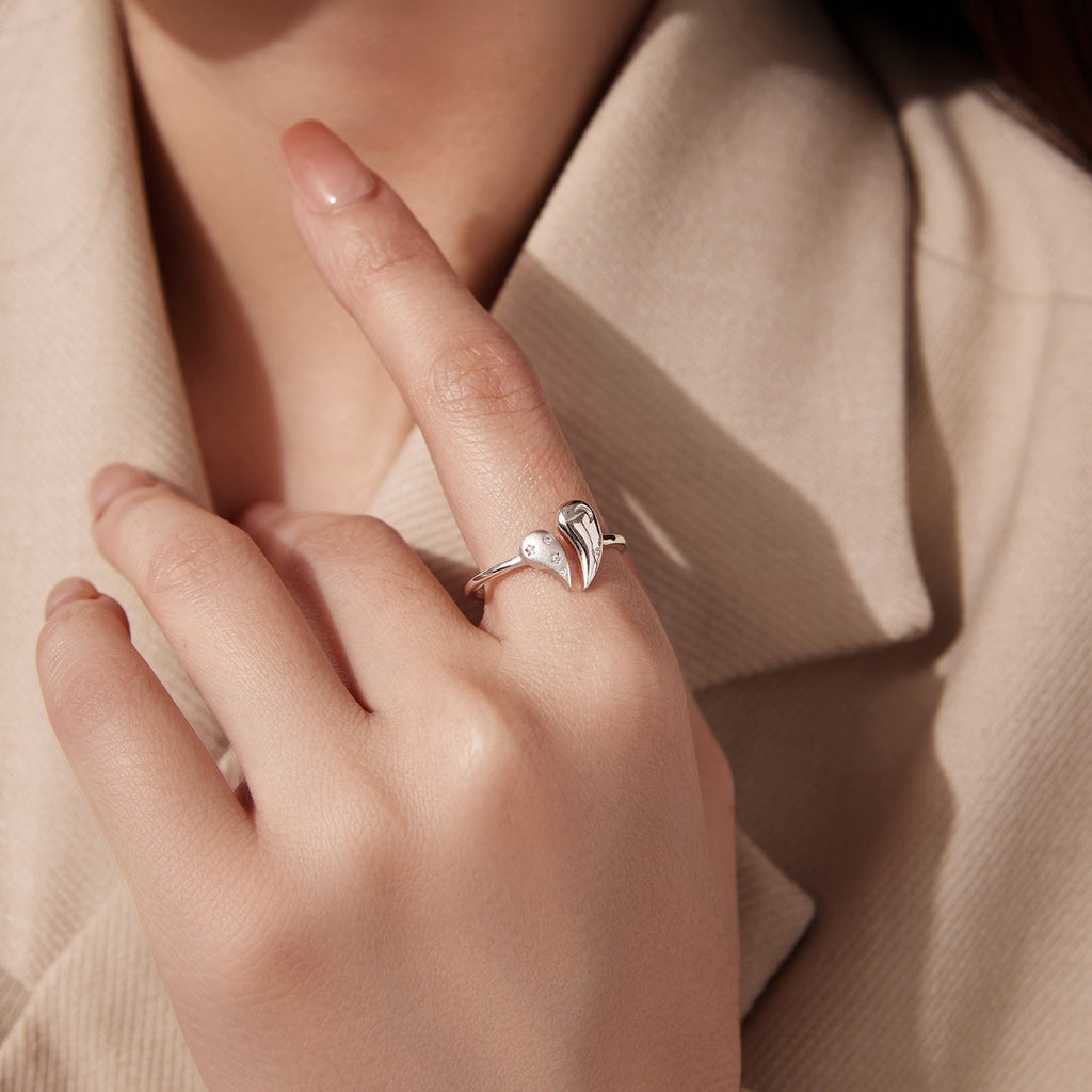 925 Sterling Silver 1.1cm White Gold Plated CZ Pendant Ring