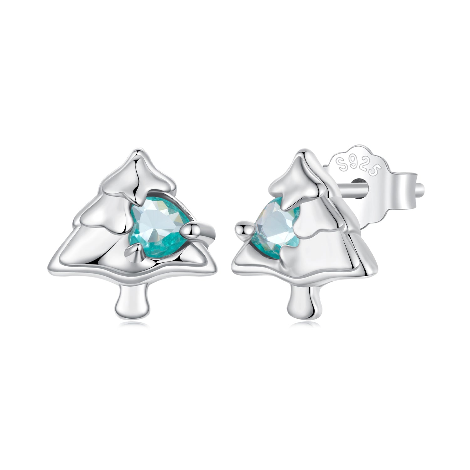 925 Sterling Silver White Gold Plated Transparent Glass Earrings for Women