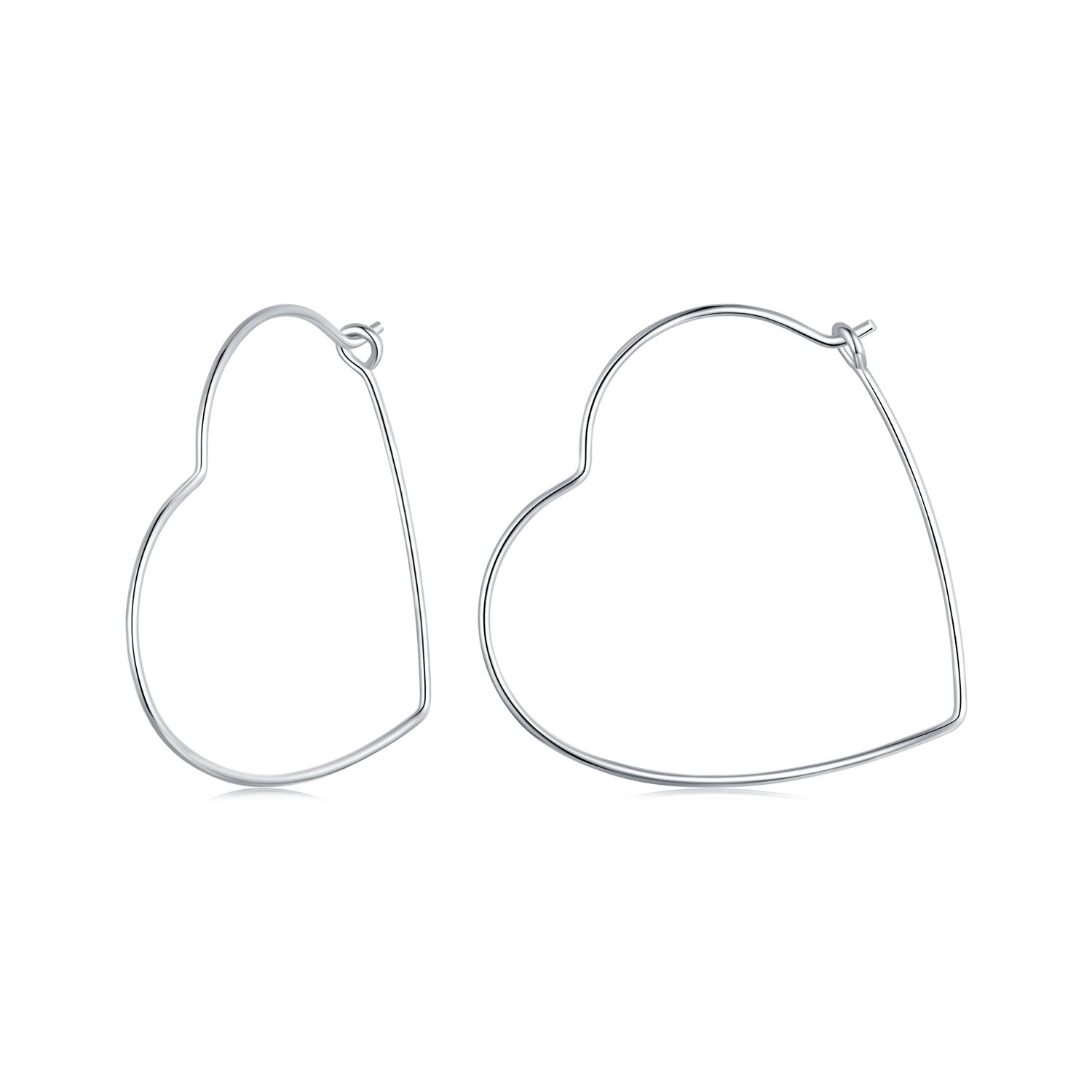 925 Sterling Silver Earrings with White Gold Plating - 27mm for Women