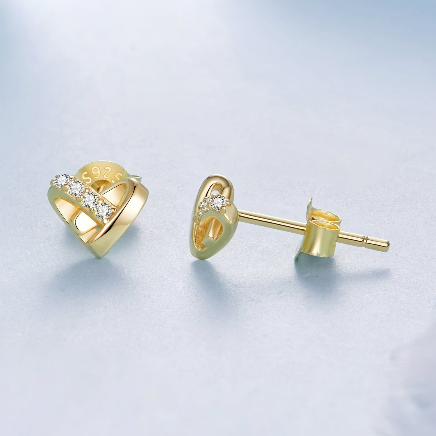 925 Sterling Silver Earrings with Pavé Setting CZ in Gold Plated