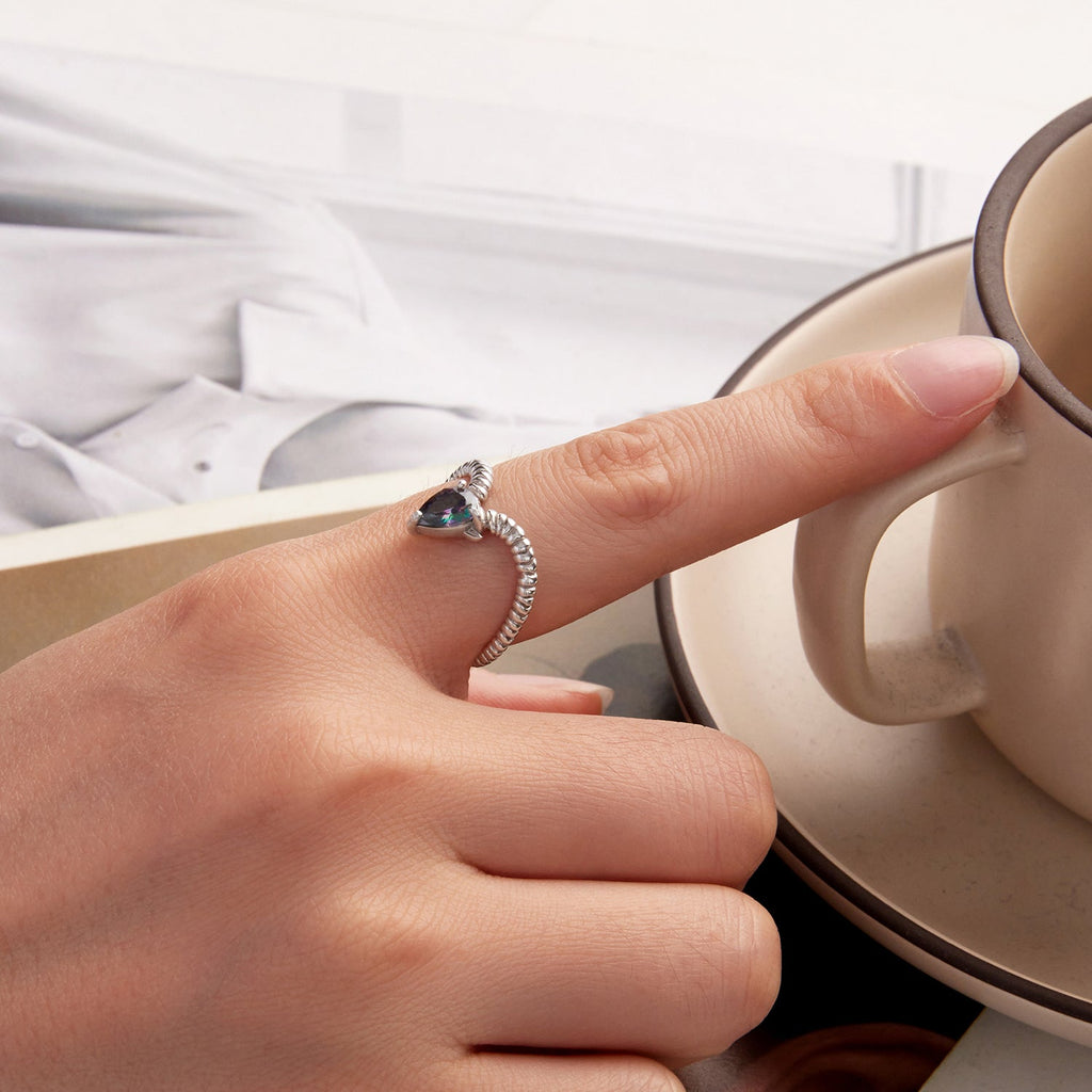 925 Sterling Silver Ring with Transparent Glass - Stylish E | 0.2cm Width for Women