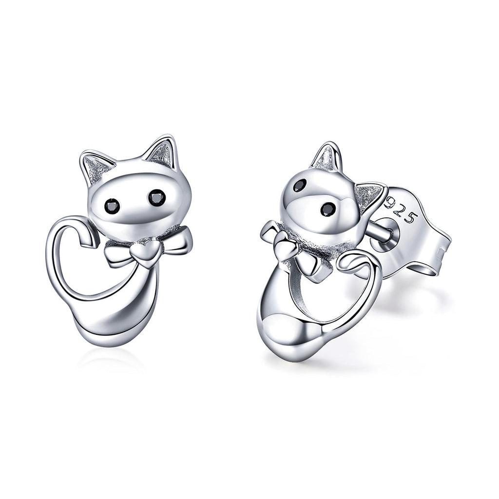 925 Sterling Silver Earrings with Pavé Setting in Oxidized Finish
