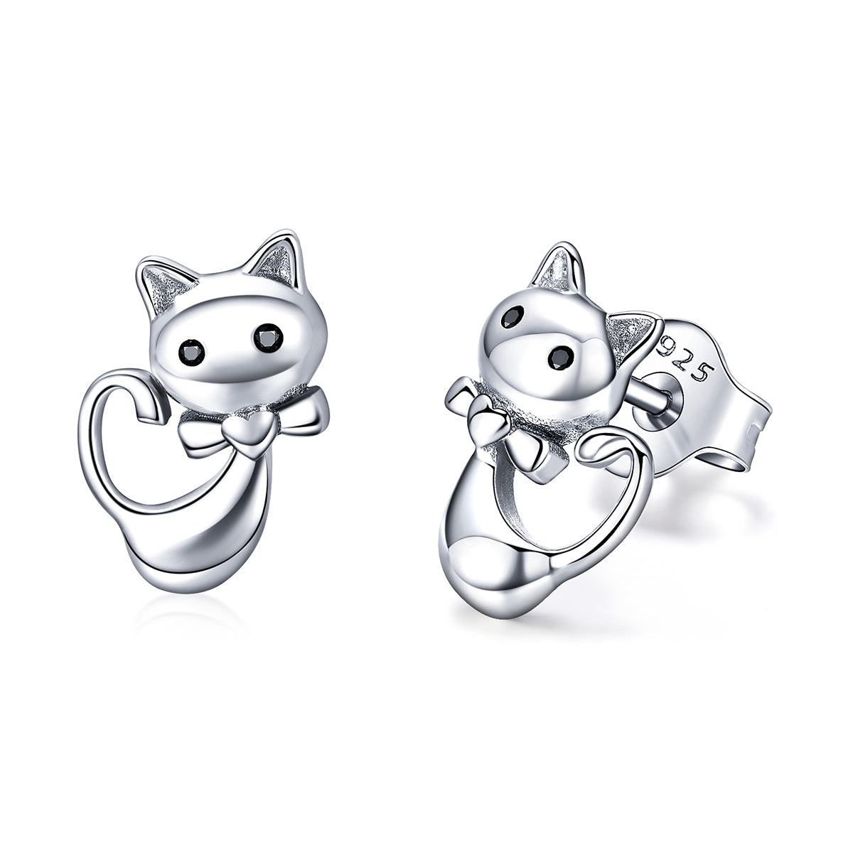925 Sterling Silver Earrings with Pavé Setting in Oxidized Finish