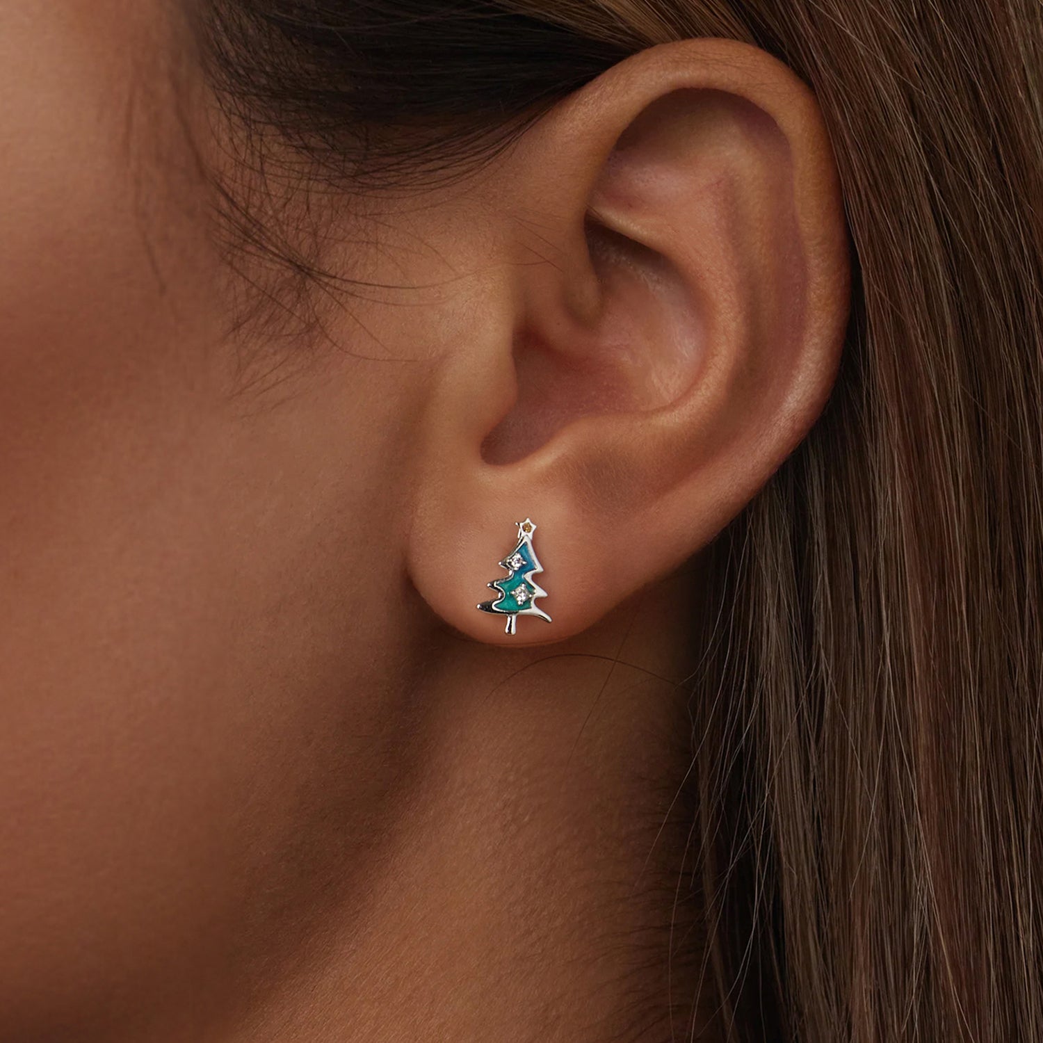 925 Sterling Silver Enamel Pavé CZ Earrings for Women