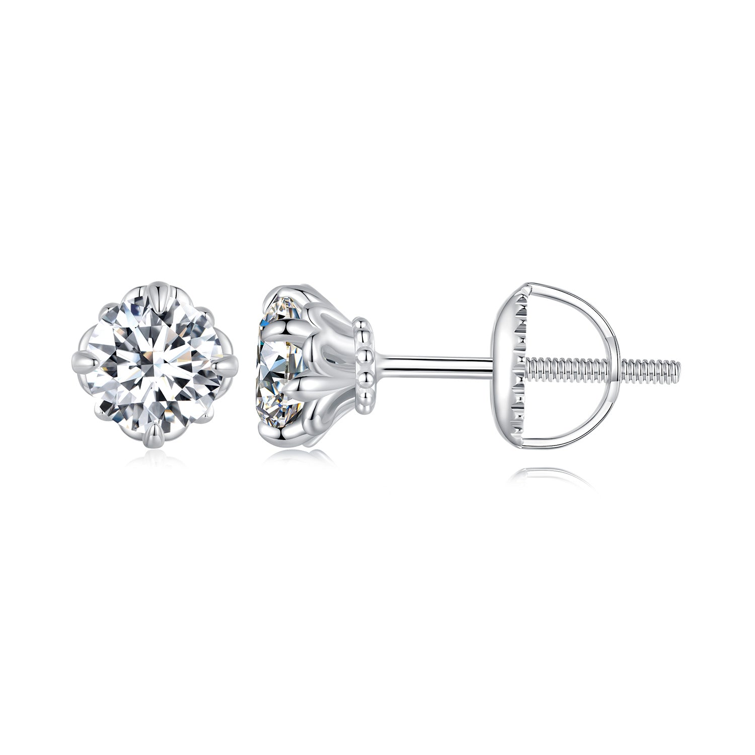 925 Sterling Silver & Moissanite 0.7cm Earrings Style L for Women