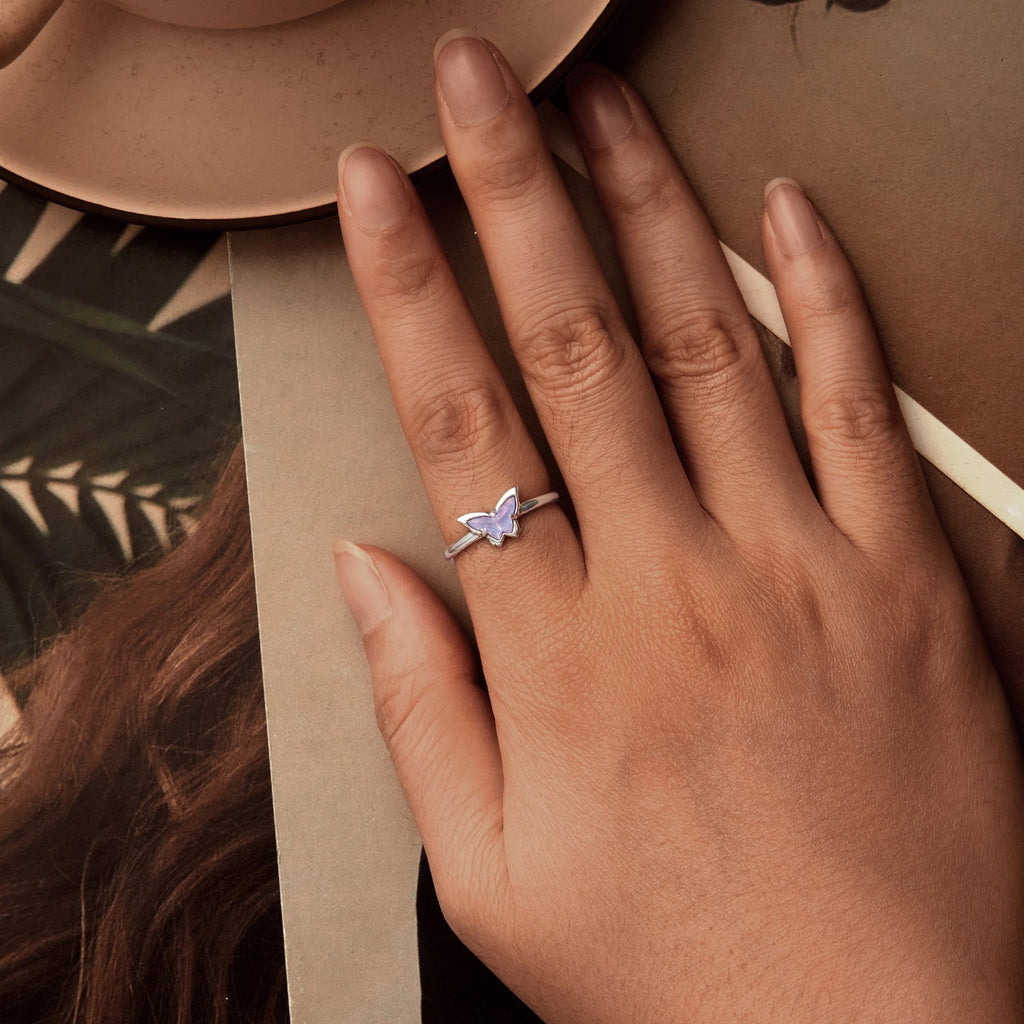 925 Sterling Silver Transparent Glass Pendant Rings for Women